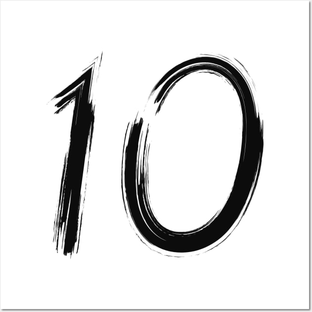 Hand Drawn Letter Number 10 ten Wall Art by khider